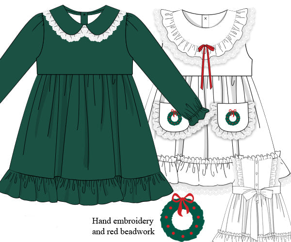 Vintage Christmas Wreath Apron Twirl dress : ETA October