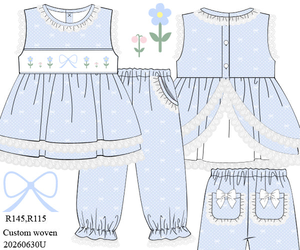 Bluebell Bow Smocked Swing back pant set: ETA December