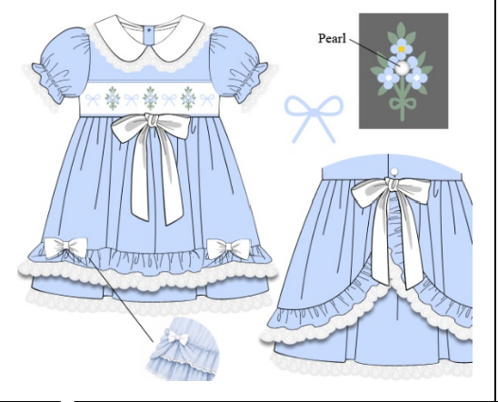 Blue Blossom Smocked Swing Back Twirl Dress: ETA December