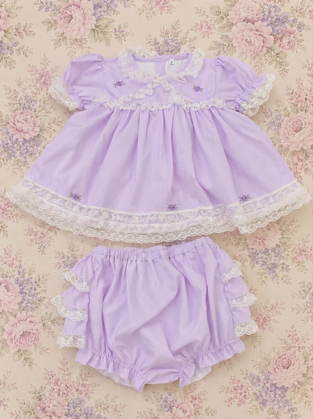 Lavender Lullaby collection: Purple Swing back bloomer set- August