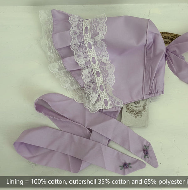 Lavender Lullaby Purple Frilly bonnet