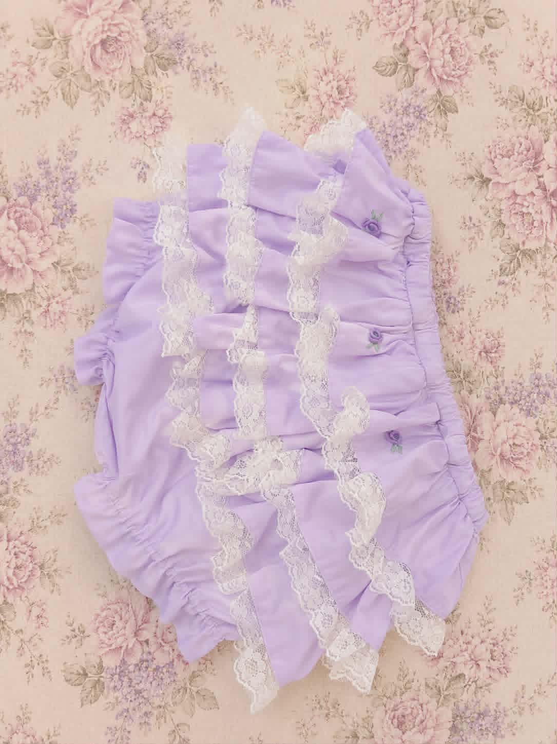 Lavender Lullaby collection: Purple Swing back bloomer set- August