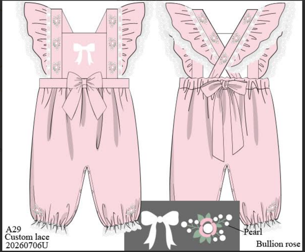 Rosie Pearl Heirloom Overalls: ( this will be quilted or 100% cotton woven and lined TBA) ETA Jan
